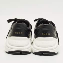 Pre Owned Gucci Black Leather Rhyton Sneakers Size 44