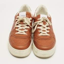 Pre Owned Gucci Brown Jumbo GG Leather Chunky B Sneakers Size 43.5