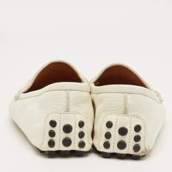 Pre Owned Gucci White Leather Horsebit Slip On Loafers Size 42