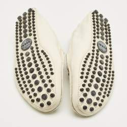 Pre Owned Gucci White Leather Horsebit Slip On Loafers Size 42