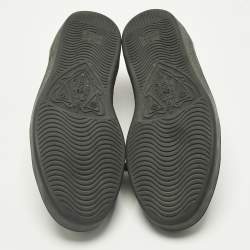 Pre Owned Gucci Black Leather Ace Web Lace Up Sneakers Size 43.5