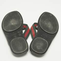 Pre Owned Gucci Tricolor Canvas and Leather Interlocking G Web Thong Flats Size 43