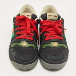 Pre Owned Gucci Black Canvas and Nubuck Leather Screener Lace Up Sneakers Size 44