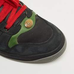 Pre Owned Gucci Black Canvas and Nubuck Leather Screener Lace Up Sneakers Size 44