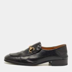 Pre Owned Gucci Black Leather Jordaan Horsebit Loafers Size 42