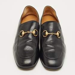 Pre Owned Gucci Black Leather Jordaan Horsebit Loafers Size 42
