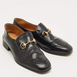 Pre Owned Gucci Black Leather Jordaan Horsebit Loafers Size 42
