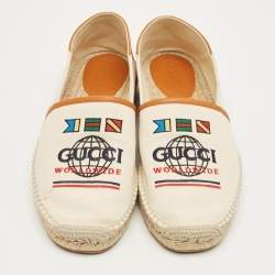Pre Owned Gucci Off White/Brown Canvas and Leather Alejandro Espadrilles Size 44
