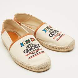 Pre Owned Gucci Off White/Brown Canvas and Leather Alejandro Espadrilles Size 44