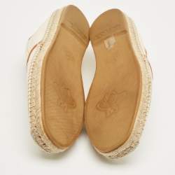 Pre Owned Gucci Off White/Brown Canvas and Leather Alejandro Espadrilles Size 44