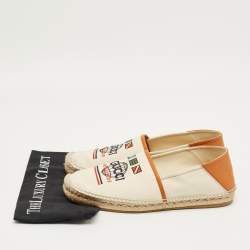 Pre Owned Gucci Off White/Brown Canvas and Leather Alejandro Espadrilles Size 44