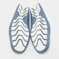 Pre Owned Gucci Blue Leather Slip On Driver Loafers Size 42