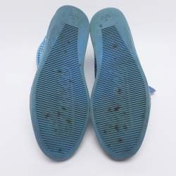 Pre Owned Gucci Blue Satin Crystal Embellished High Top Sneakers Size 43