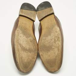 Pre Owned Gucci Brown Leather Horsebit Mules Size 41