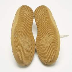 Pre Owned Gucci Brown/Beige GG Canvas and Suede G74 Web Low Top Sneakers Size 44