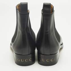 Pre Owned Gucci Black Leather Zowie Chelsea Boots Size 42