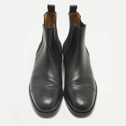 Pre Owned Gucci Black Leather Zowie Chelsea Boots Size 42