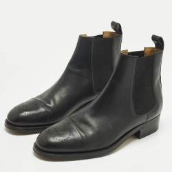 Pre Owned Gucci Black Leather Zowie Chelsea Boots Size 42