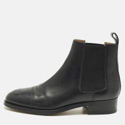 Pre Owned Gucci Black Leather Zowie Chelsea Boots Size 42