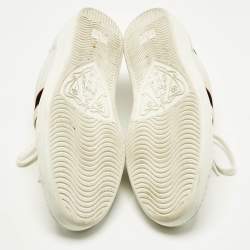 Pre Owned Gucci White Leather New Ace Logo Strap Sneaker Size 44