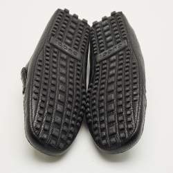 Pre Owned Gucci Black Leather Horsebit Web Detail Driver Loafers Size 46.5