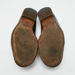 Pre Owned Gucci Horsebit Web Size 42.5 Dark Brown Leather Loafers