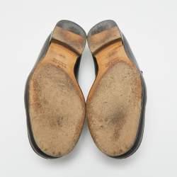 Pre Owned حذاء لوفرز غوتشي هورسبت ويب جلد أسود مقاس 42.5