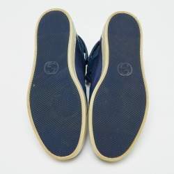 مملوكة مسبقًا حذاء رياضي غوتشي غووتشيسما نايلون وجلد أزرق بعنق مرتفع مقاس 43.5