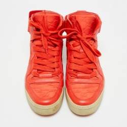 مملوكة مسبقًا Gucci Guccissima Size 43.5 Red GG Nylon and Leather High Top Sneakers