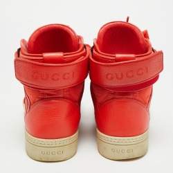 مملوكة مسبقًا Gucci Guccissima Size 43.5 Red GG Nylon and Leather High Top Sneakers