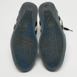 مملوكة مسبقًا حذاء رياضي غوتشي عالي توب من الساتان الأزرق مزخرف بالكريستال مقاس 43