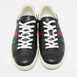 Pre Owned حذاء رياضي غوتشي آيس ويب جلد جوتشي أسود مقاس 41