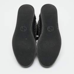 Pre Owned حذاء رياضي غوتشي جلدي أسود بمسامير عنق مرتفع مقاس 43.5