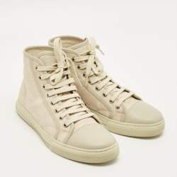 مملوكة مسبقًا Gucci Size 42.5 Beige GG Canvas and Leather High Top Sneakers