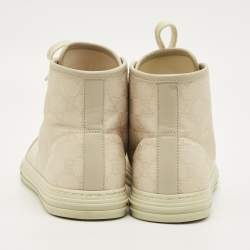 مملوكة مسبقًا Gucci Size 42.5 Beige GG Canvas and Leather High Top Sneakers