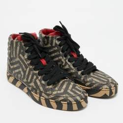 مملوكة مسبقًا Gucci Caleido Size 43.5 Brown Coated Canvas High Top Sneakers
