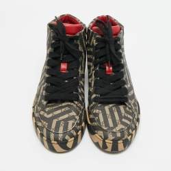 مملوكة مسبقًا Gucci Caleido Size 43.5 Brown Coated Canvas High Top Sneakers
