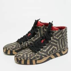 مملوكة مسبقًا Gucci Caleido Size 43.5 Brown Coated Canvas High Top Sneakers