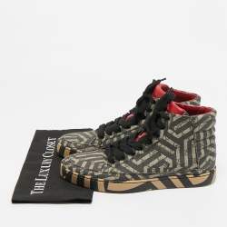 مملوكة مسبقًا Gucci Caleido Size 43.5 Brown Coated Canvas High Top Sneakers