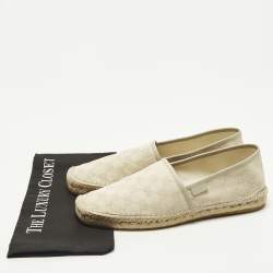 Pre Owned Gucci Size 43.5 Cream GG Canvas Slip On Espadrille