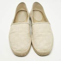 Pre Owned Gucci Size 43.5 Cream GG Canvas Slip On Espadrille