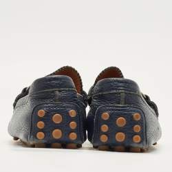 Pre Owned Gucci Horsebit Size 41.5 Navy Blue Leather Driver Loafers