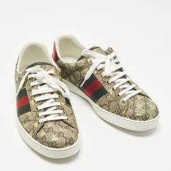 Pre Owned حذاء رياضي غوتشي بي أيس كانفاس GG سوبريم بني/بيج مقاس 42