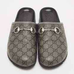 مملوكة مسبقًا Gucci Horsebit Size 42 Grey GG Supreme Canvas Horsebit Flat Mules