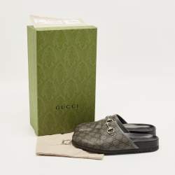 مملوكة مسبقًا Gucci Horsebit Size 42 Grey GG Supreme Canvas Horsebit Flat Mules