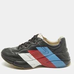 Pre Owned حذاء رياضى غوتشى منخفض من الأعلى رايتون نمر جلد أسود مقاس 40