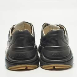 Pre Owned حذاء رياضى غوتشى منخفض من الأعلى رايتون نمر جلد أسود مقاس 40