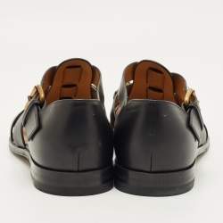 Pre Owned صندل غوتشي هورسبيت ويب جلد أسود مقاس 45.5