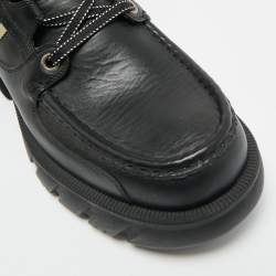 Pre Owned حذاء بوت كاحل غوتشي مزين "جي" متداخل جلد أسود مقاس 42