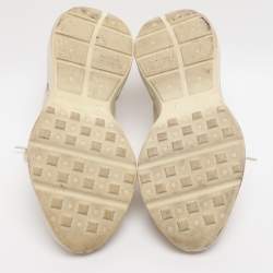 Pre Owned Gucci Rhyton Size 41 Beige Leather Gucci Logo Print Low Top Sneakers